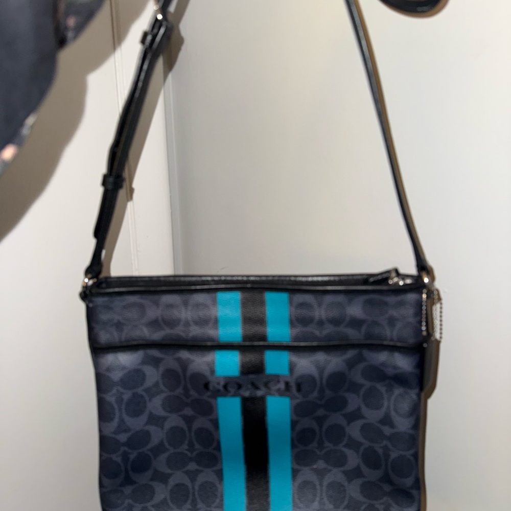 Coach Black and Teal Crossbody Bag